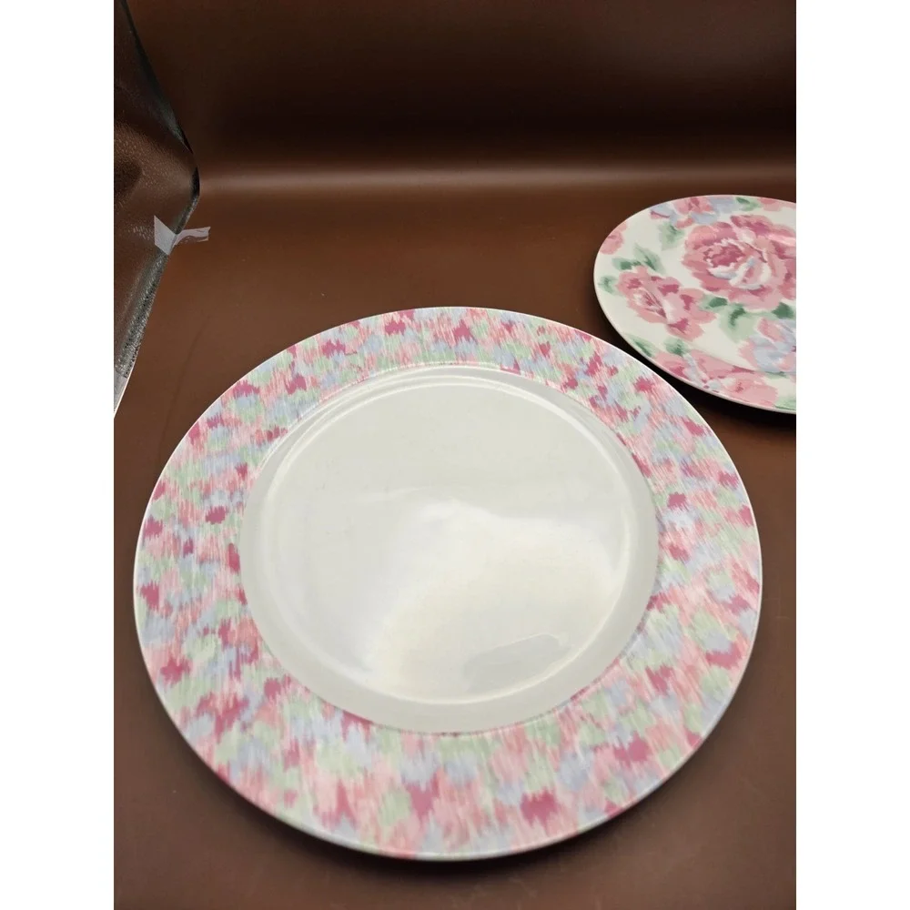 Vintage Dinner Plates /Salad. 2 In Set Pink Roses‎ And Design By Lynn Hollyn